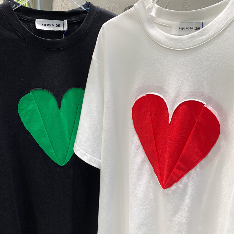 New in early summer! [42] Folding stickers love short sleeve T-shirt b641# WTT