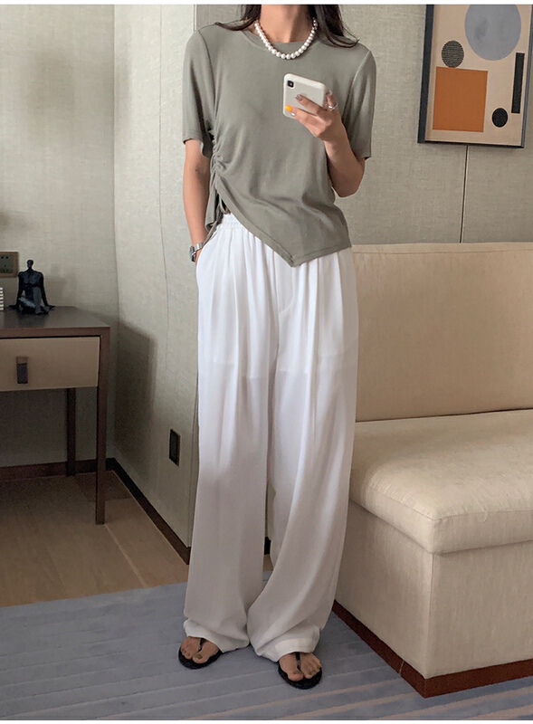 [the mind] chic Korean style solid color versatile casual pants 60271# XYJ