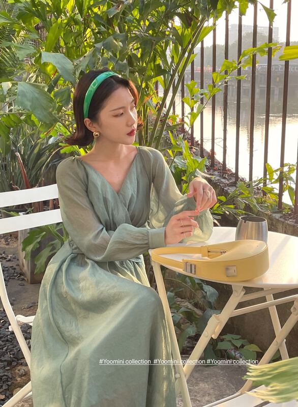 goods in stock! [yoomini] gentle wind temperament waist closing dress c12265# jhy
