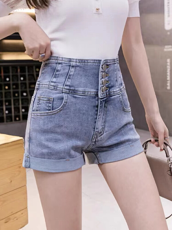 [queen] high waist fashion aging denim shorts a99226# ozq