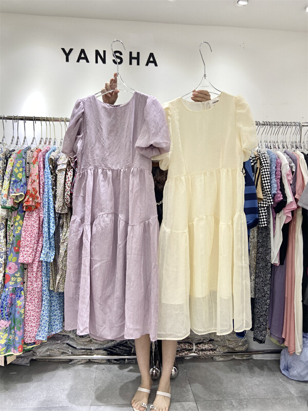 [Yan Sha] sweet and gentle temperament bubble sleeve dress 175# CLS