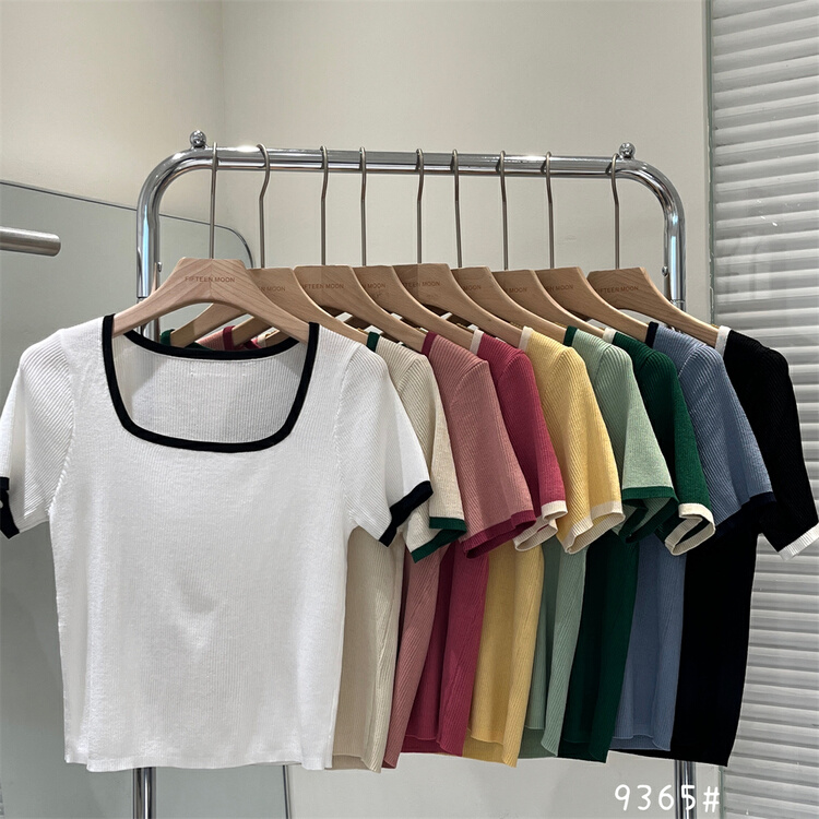 [fifth moon] minority designer's side collar contrast edge sweater 9365# CLS