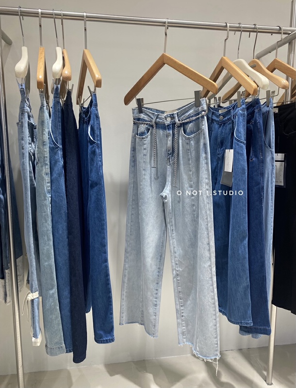 [o not 1] vintage and versatile straight jeans (with belt) w692# LSW