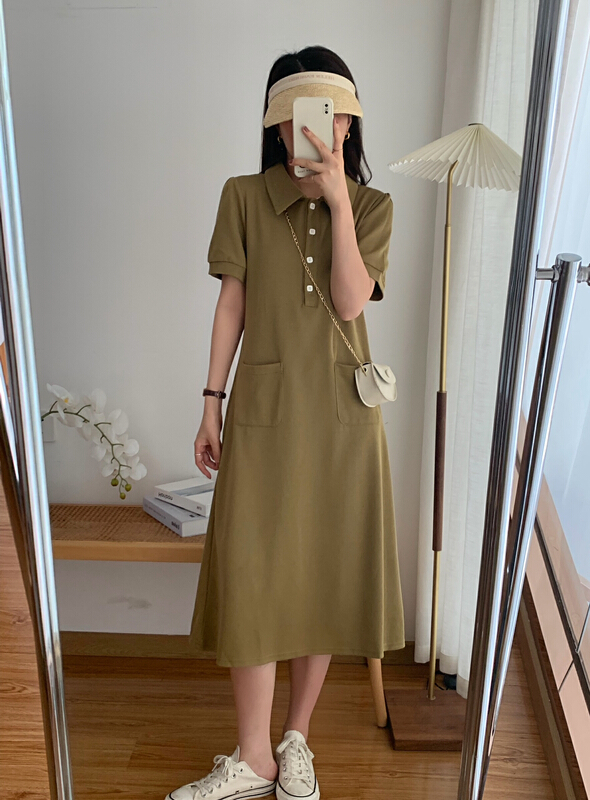 New in early summer! [victory. 2] solid color versatile comfortable dress b168# WPL