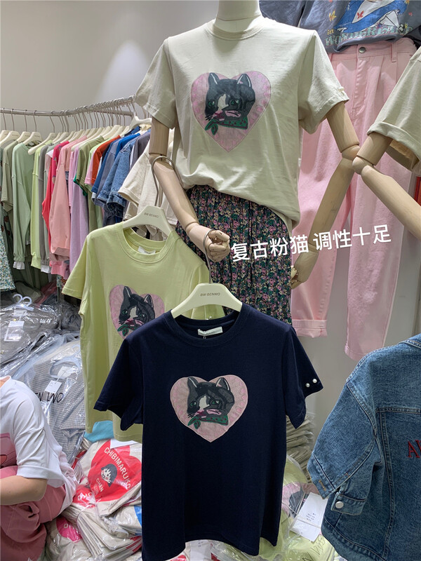 [benwo] graphic printing fashion short sleeve T-shirt ct0648# CLS