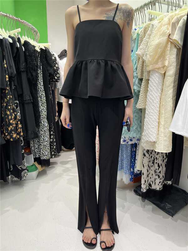[modern 197] Korean version solid color split casual pants (pants only) 7025# hyy