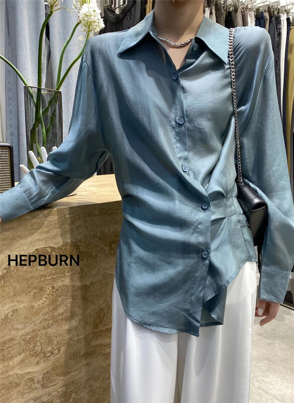 New year in early spring! [Hepburn Hepburn] fashion Korean minimalist versatile shirt 3569# L