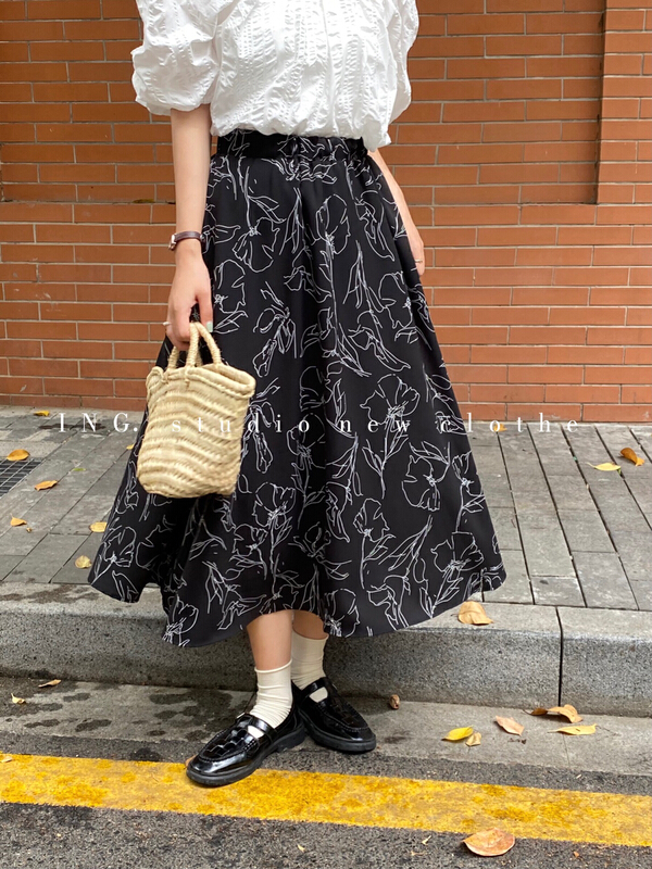 [ing] vintage and versatile high waist slim design chiffon skirt 7739# HBx