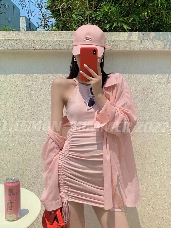 New in early summer! [show] Korean style drawstring suspender dress 88245-1# ozq