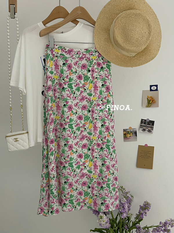 [finoa] flower Korean versatile skirt 10471# CLS
