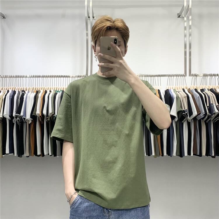 New in early summer! [wild club] round neck solid color loose short sleeve T-shirt c30001# ZZL