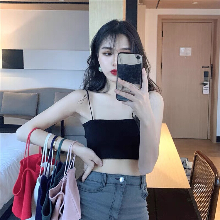 New year in early spring! [F.P.] retro and versatile solid color slim fit wrap chest high waist exposed navel short vest 901# HBx