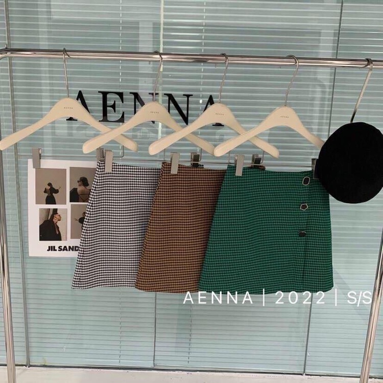 [aenna] Korean checked slim skirt 9303# cqw