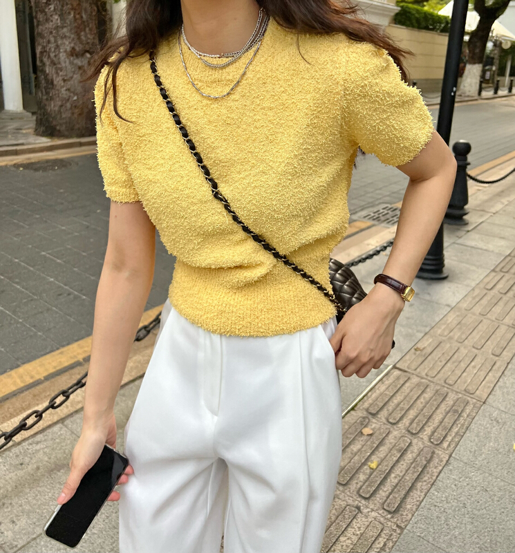 goods in stock! [trust me] Korean color short sleeved sweater 67650# ozq