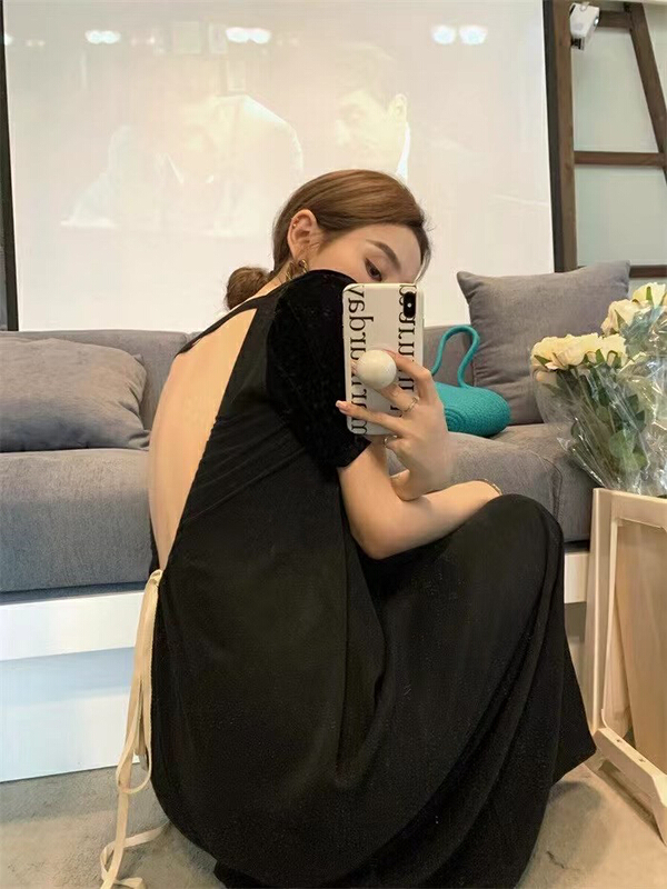 [RM. HH] large V backless dress 334# ozq designed by careful machine