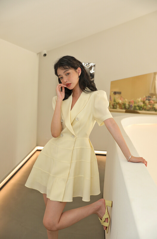 New in early summer! [GL] patchwork design temperament light suit dress c2090# JJ