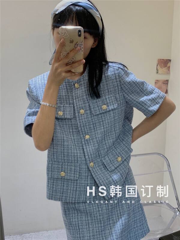 New year in early spring! [HS customized in Korea] temperament celebrity style short sleeve small fragrance style short coat 53007# hjy