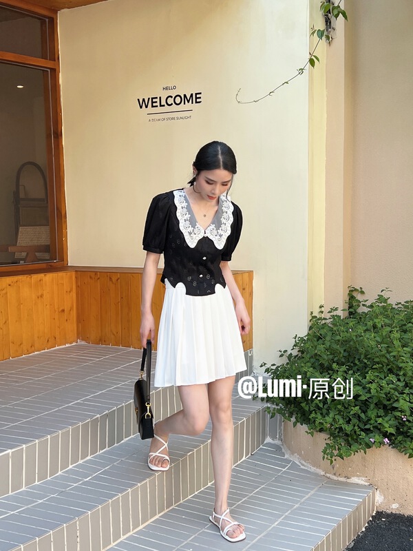 [Lumi] color blocking fashion Korean shirt 83301# ll