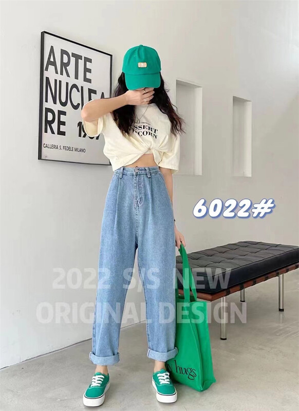 早春上新!【-5KG】時尚寬鬆洋氣顯瘦牛仔褲  6022#  LL
