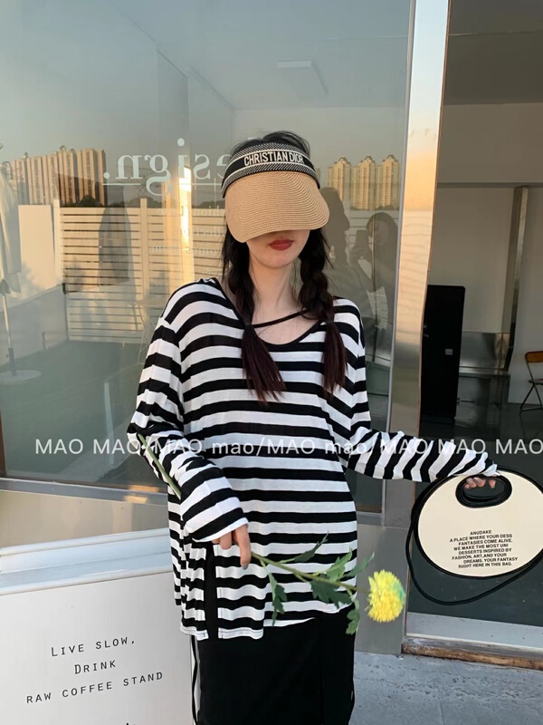 New in early summer! [Maomao] Korean long sleeved striped sunscreen shirt ys2-201# WTT