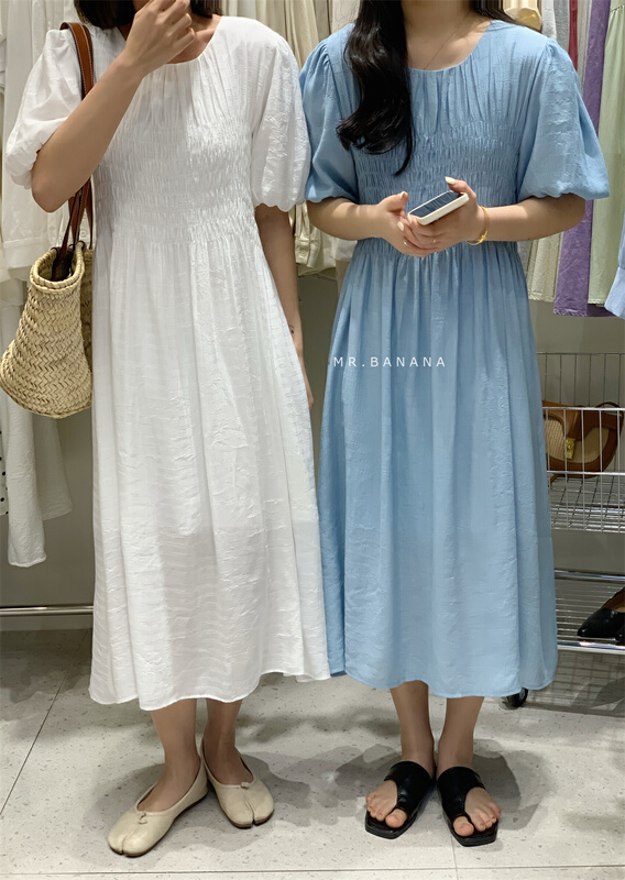 Original price 62.04! [mr.banana] crew neck Pleated Dress 1155# L