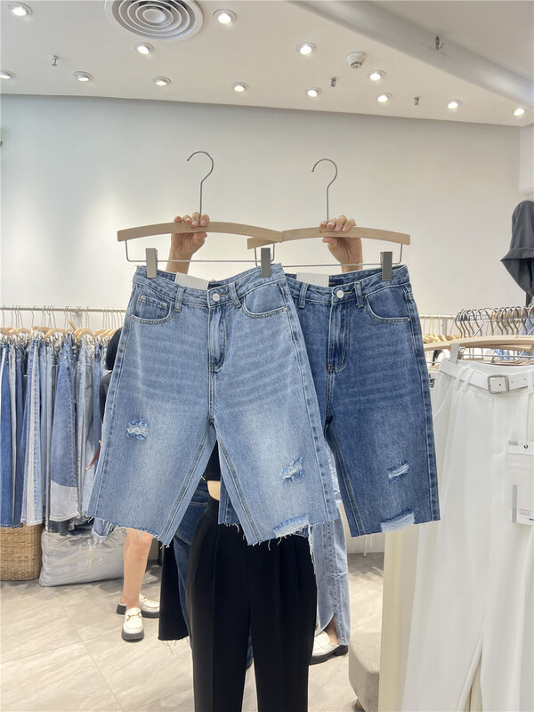 [iris iriisy] fashion Vintage denim shorts with holes 8101# LSL