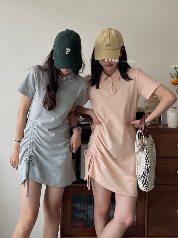 New in early summer! [B plus] fresh Polo drawstring pure desire design dress 22-3301-2# HBx