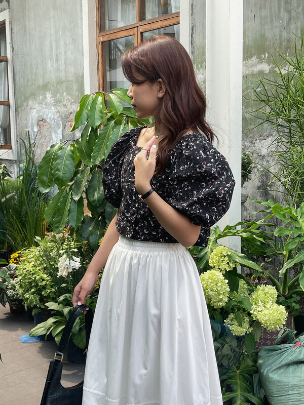 [ever true] Korean style square collar floral short style short sleeve versatile small shirt 63031# CLS