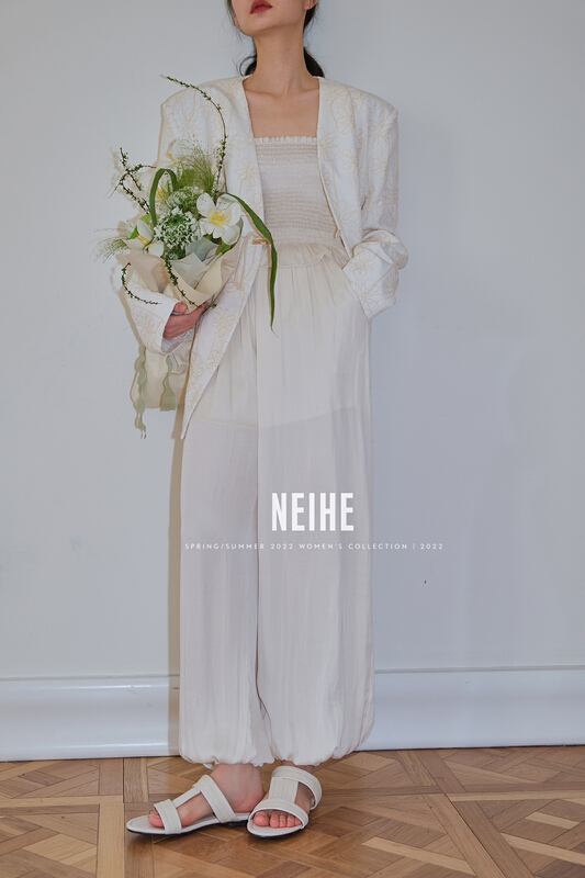 New year in early spring! [neihe] elastic waist and bound feet solid color casual pants 22080# zxx