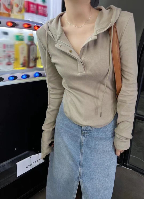 goods in stock! [if shop] hooded short net color versatile blouse 00909# CLS