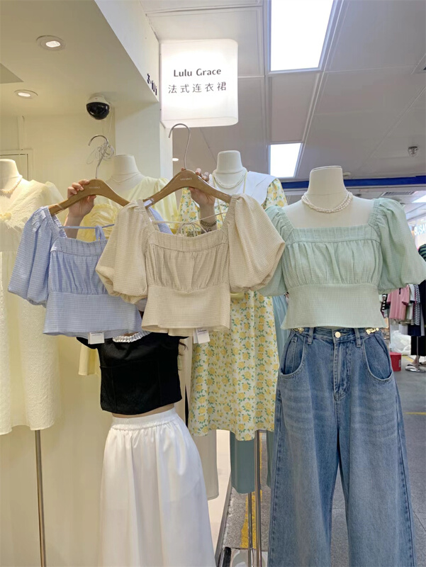 [Lulu grace] Korean version of small fresh square neck thin shirt 6325# zjy