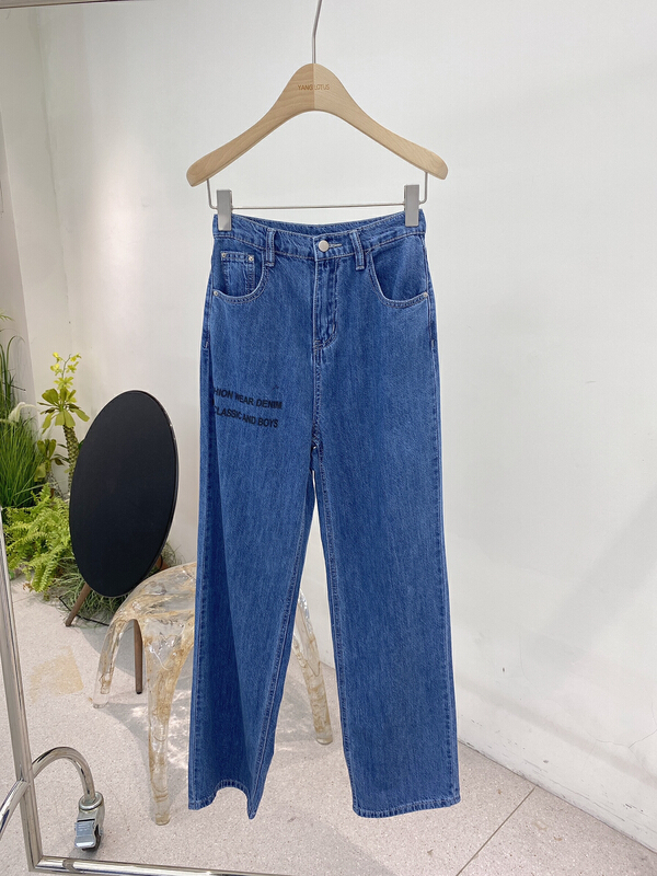 [Yang lotus] Korean straight casual letter jeans s12240249# ozq