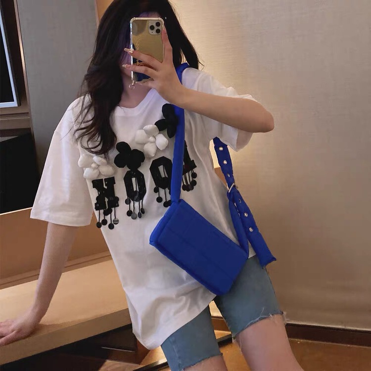[A Mei Mei] heavy industry flower design Vintage short sleeve T-shirt 22815# PCZ