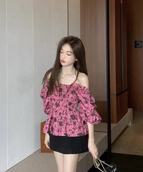 [are studio] design sense square collar floral blouse 81109# zxx