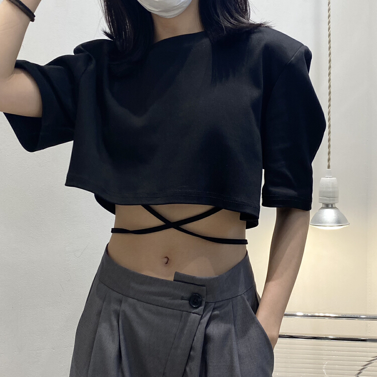 New in early summer! [Zada] bubble sleeve short style solid color short sleeve T-shirt 3225# WTT