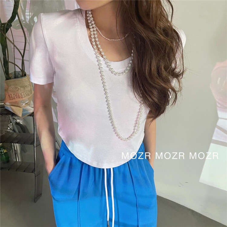 [mozr] V-neck Pullover comfortable shirt 22093# XYJ