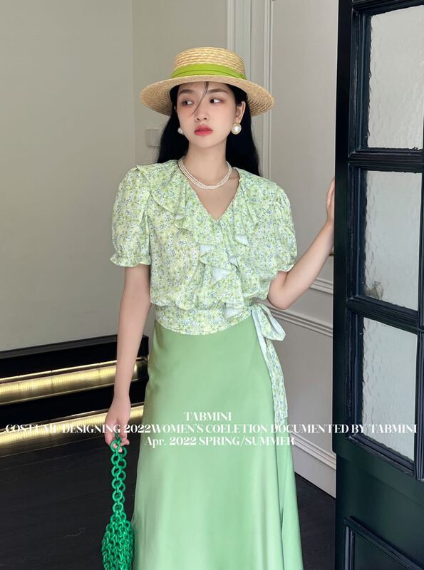 [tabmini] lady style lotus leaf collar shirt x19168# WPL