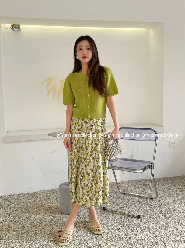 New year in early spring! [yoomini] Korean floral medium length skirt c12446# WPL