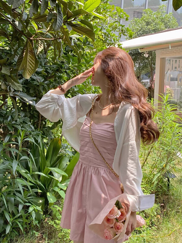 New in early summer! [JH] simple and versatile solid color sunscreen lining + Korean slim suspender Jumpsuit 41263# PCZ