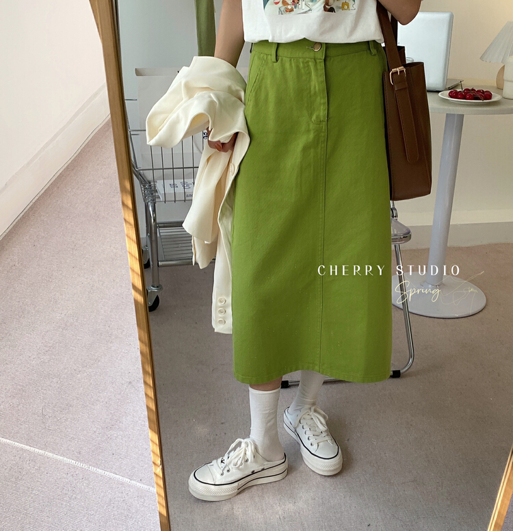 New year in early spring! [cherry studio] candy colored wash cotton skirt b5025# HBx