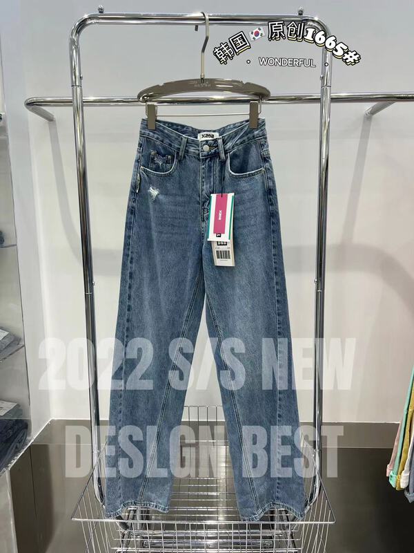 New year in early spring! [thgz fairy tale princess] back pocket corner cut double craft wide leg jeans 1665# JJ