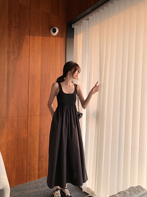 Early spring! [wgwe] knitted stitched high waist slim Sling Dress 1213# PCZ