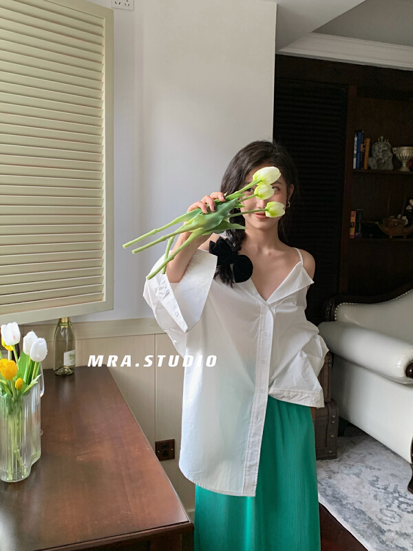 goods in stock! New year in early spring! [MRA] Korean small sexy off shoulder thin shirt c3013# zxl