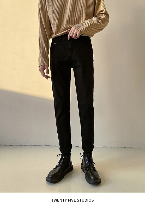 New year in early spring! [wild squirrel jeans] simple single button solid color versatile small leg jeans 838# ZZL