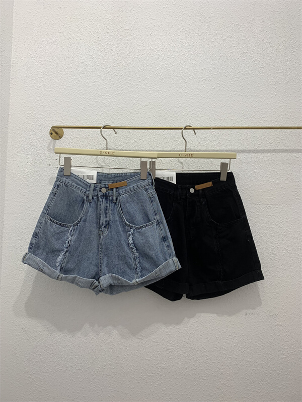 [u.she] Korean versatile fashion denim shorts 93123# cqw