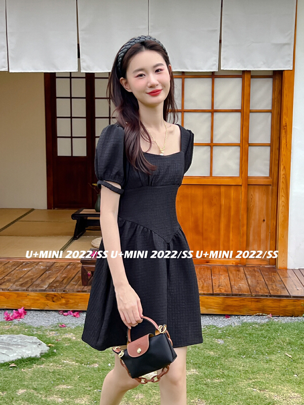 [U + Mini] square neck French gentle dress d0638# WPL