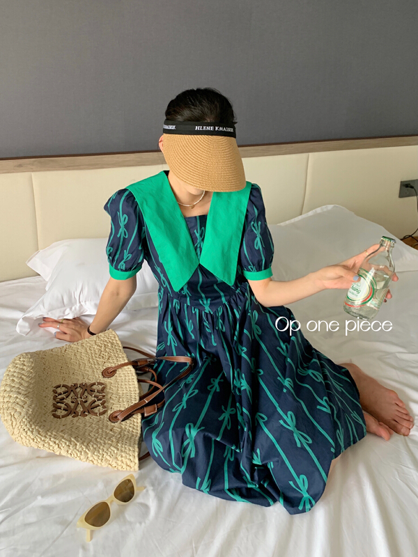 [OP one piece] Korean lady print dress 3157# hjy