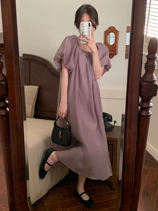 [timely rain] Han Feng ins design feels thin loose dress (with belt) 07259# WPL