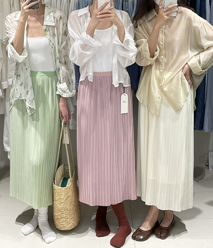[bangings] Korean pleated elastic skirt 0285# CLS