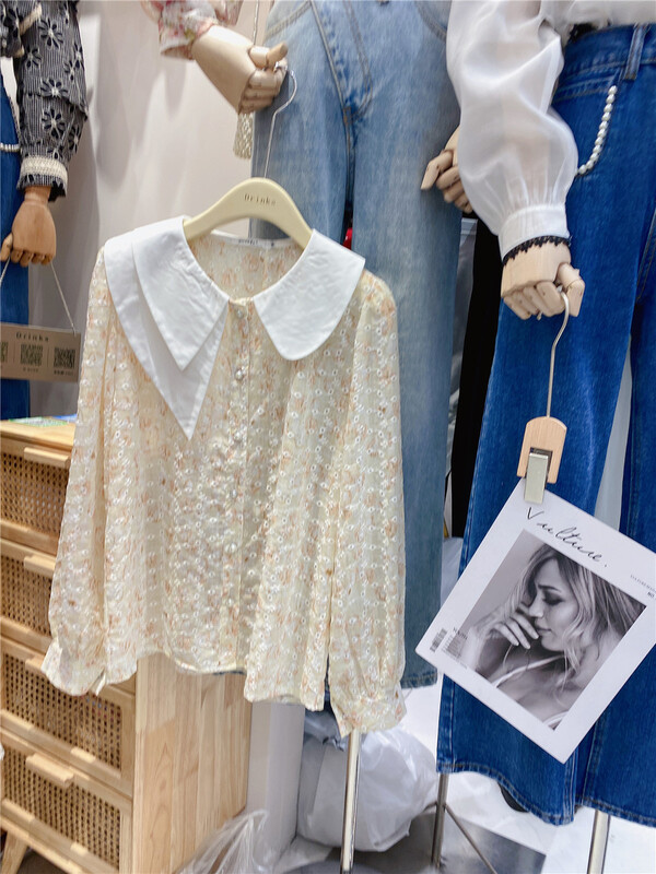 goods in stock! New year in early spring! [drinks] lady temperament baby collar jacquard blouse 8352# WPL